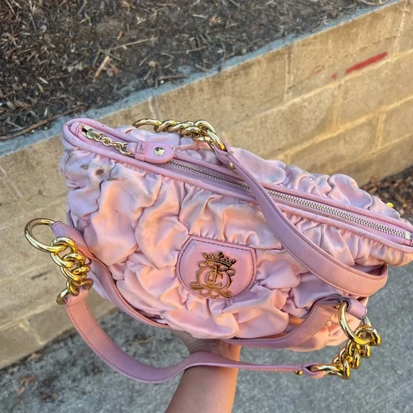 OG Juicy Couture Baby Pink Y2K 2008 Ruched Ruffle Purse - Picture 4 of 7